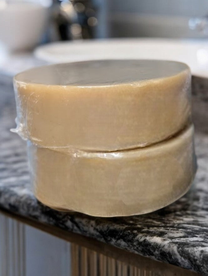 Large wet shave soap puck refill - Goat Milk and Hemp Oil shave soap with a rich, foamy, later. The scent will take you back to an old school barber shoppe.