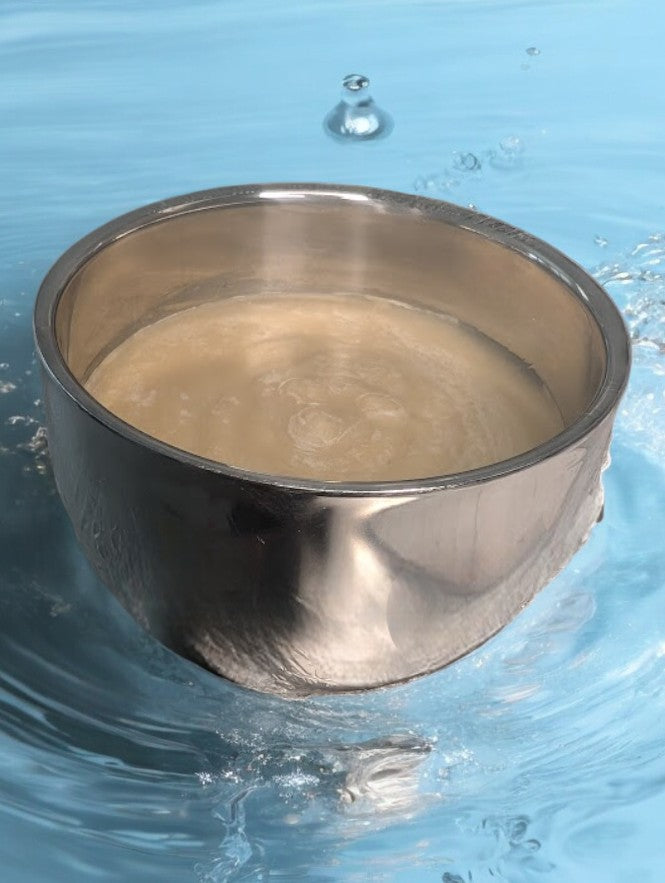 Stainless Steel Wet Shave cup filled with luxury shave soap. Scented with an old school barber shoppe fragrance. Made with Goat Milk and Hemp oil, this shave cup refill has foamy, rich lather for a close, comfortable shave.