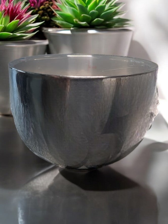 Stainless Steel luxury wet shave cup filled (3.2 oz) with Barber Shoppe scented, goat milk and hemp oil shave soap. Rich, foamy lather for a close, comfortable shave.