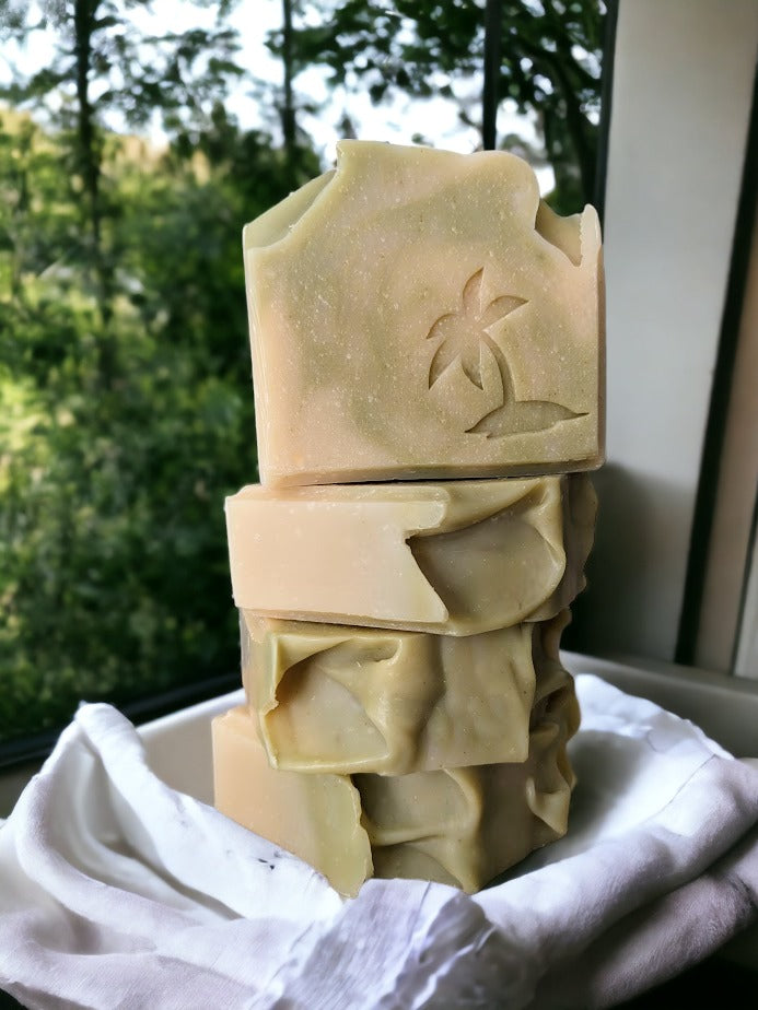 Clean your bod without any fragrances, preservatives, or additives with this all-natural naughty goat soap bar! Naughty Goat's creamy goat milk, Shea butter and hemp oil keep skin healthy and nourished with darker green swirls against a light green background.  Loaded with skin loving ingredients your skin will love this soap!