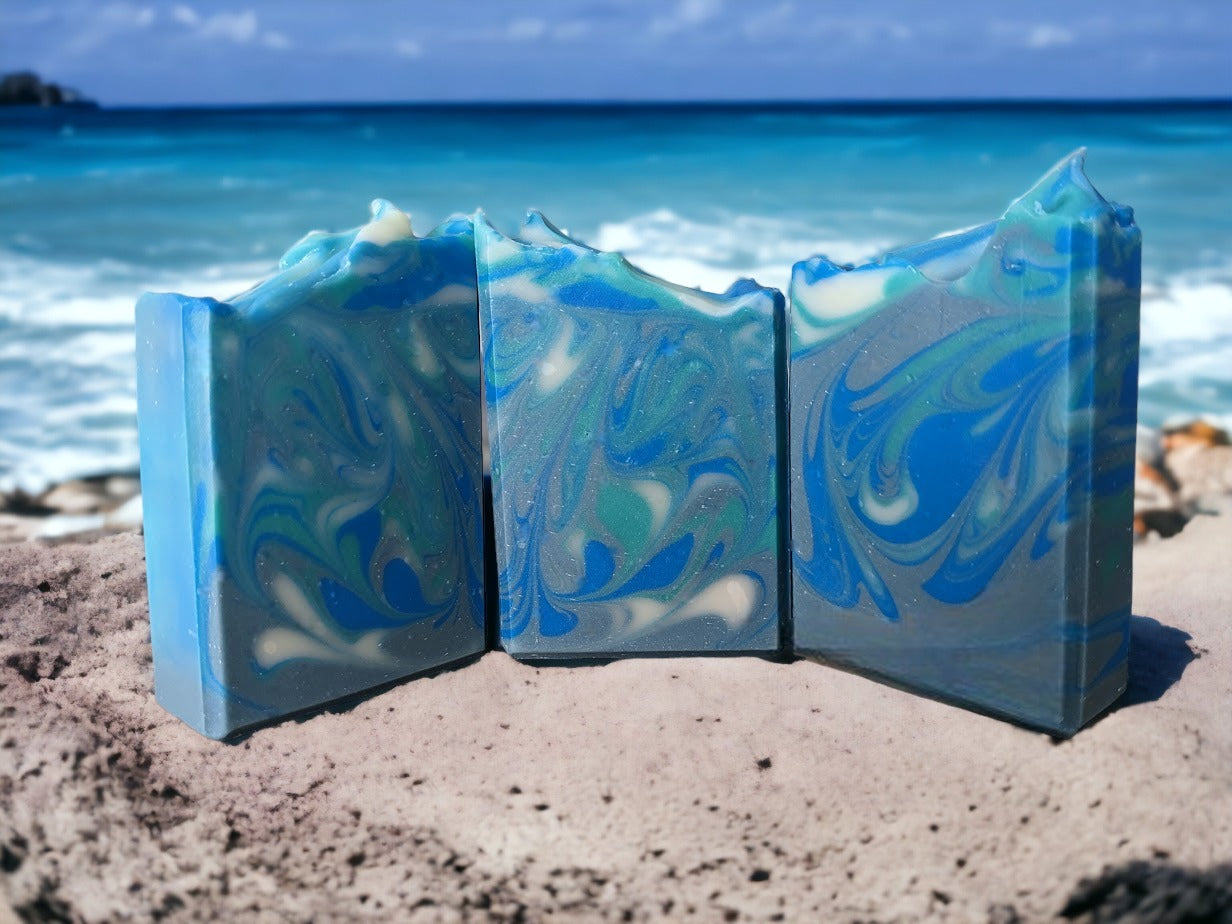 Blue Cool Waters Luxury Butter Bar For Him - Swirl Design - Decorative Soap