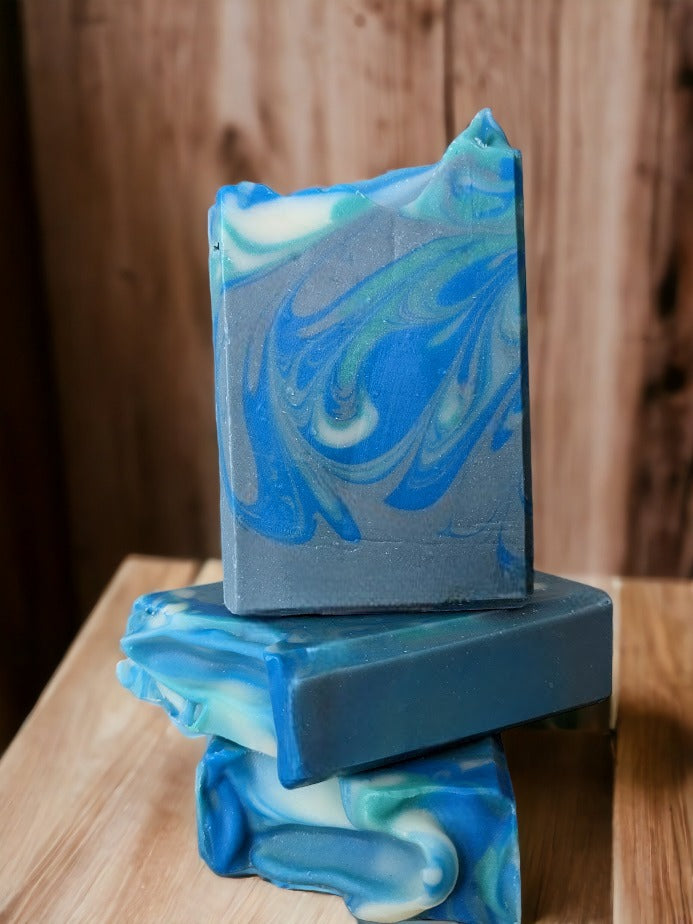 Blue Cool Waters Luxury Butter Bar For Him - Swirl Design - Decorative Soap